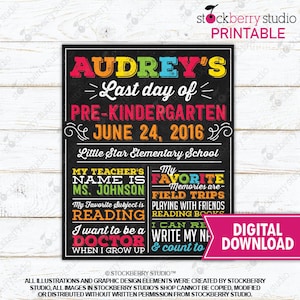 Last Day of School Chalkboard Sign Printable Last Day of School Sign ...