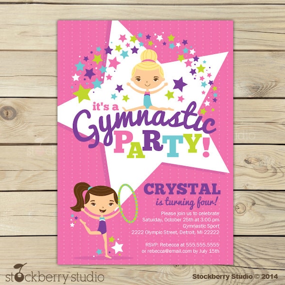 Gymnastics Invitation Printable Gymnastics Birthday Party | Etsy