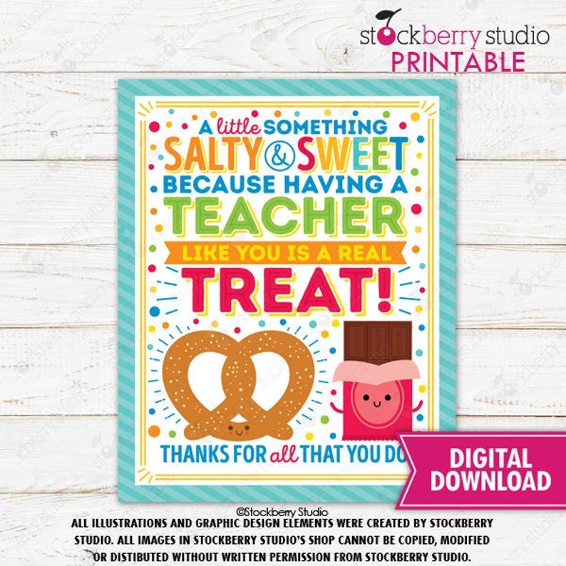Pretzel Chocolate Thank You Sign Salty Sweet Treat Teacher Appreciation ...