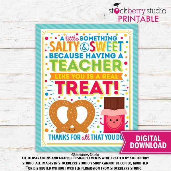 Pretzel Chocolate Thank You Sign Salty Sweet Treat Teacher Appreciation ...