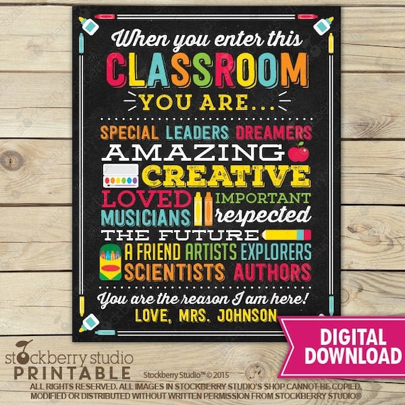 Teacher Classroom Decor - Personalized Teacher Sign - Classroom Printables - Classroom Decoration - Classroom Rules - Classroom Sign Il_570xn