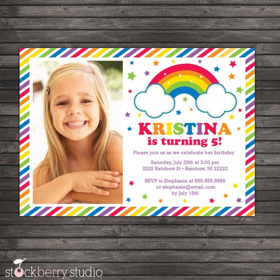 Rainbow Birthday Invitation Printable - Rainbow Party Invitation - Rainbow Birthday Party - Rainbow Invitation - Girl Birthday Invitation Il_570xn