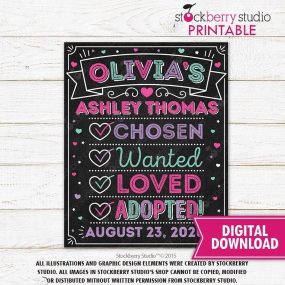 Foster Care Adoption Announcement Sign Printable Adopted Girl Adoption Announcement Adoption Day Sign Digital Download Il_570xn