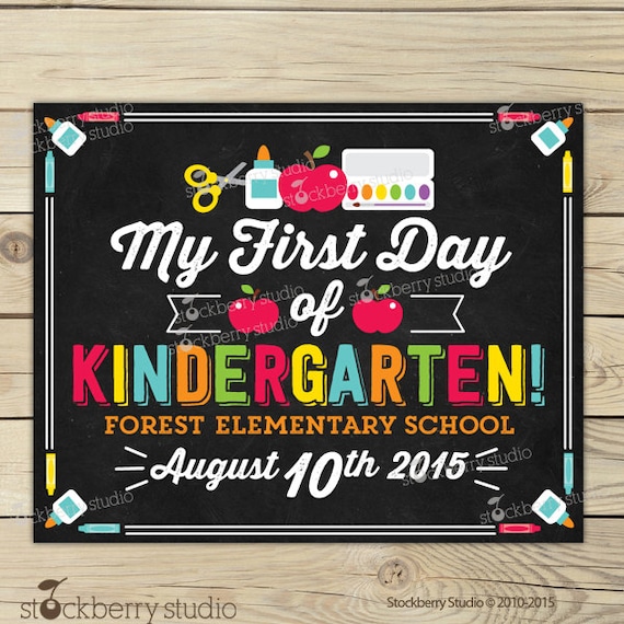 My First Day of Kindergarten Sign - 1st Day of Kindergarten Sign - First Day Photo Prop - 1st Day of School Sign - First Day of Kindergarten Il_570xn