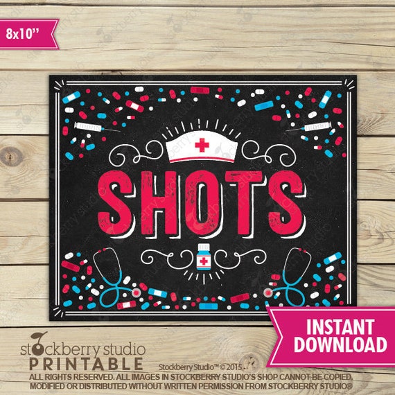 Nurse Graduation Sign Printable - Nurse Shots Sign - Nurse Party Signs - Nursing School Graduation - RN Nurse Graduation - Nurse Retirement Il_570xn