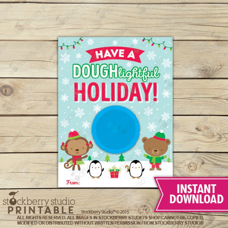 Christmas Play Dough Card Printable Have A Doughlightful Etsy