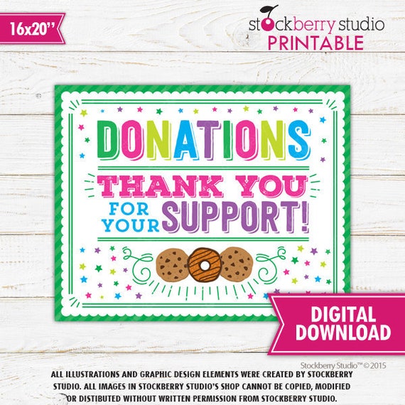 Cookie Booth Donations Sign Donate Cookies Sign Printable Cookies for Sale Sign Scout Fundraiser Sign Cookie Booth Decor Instant Download Il_570xn