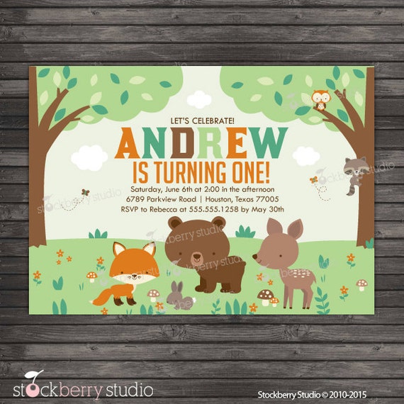 Woodland Birthday Invitation Woodland First Birthday Woodland