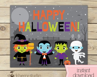 Happy Halloween Sign - Trick or Treat Sign - Halloween Printable Sign - Halloween Sign - Halloween Party Signs - Halloween Decor - Download