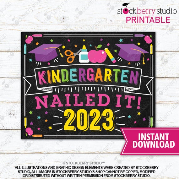 Girl Kindergarten Graduation Sign Printable Kindergarten - Etsy