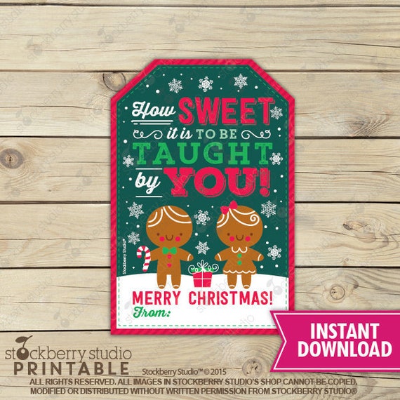 How Sweet it is to be Taught by You Christmas Teacher Gift Tag Christmas Teacher Gift from Class Christmas Teacher Thank You Tags Printable Il_570xn