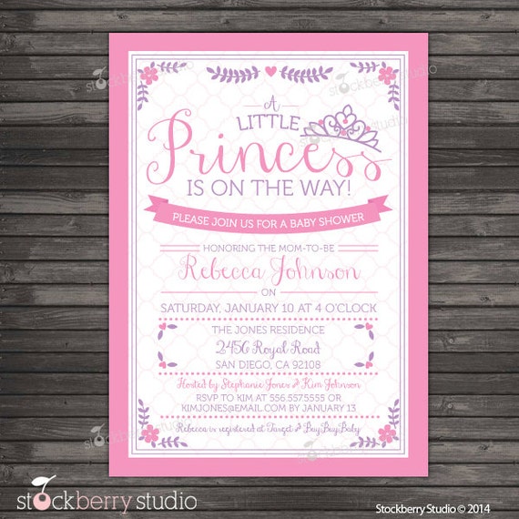 Princess Baby Shower Invitation Printable - Little Princess Baby Shower Invite Printable - Royal Baby Girl Invitation - Pink Lavender Purple Il_570xn