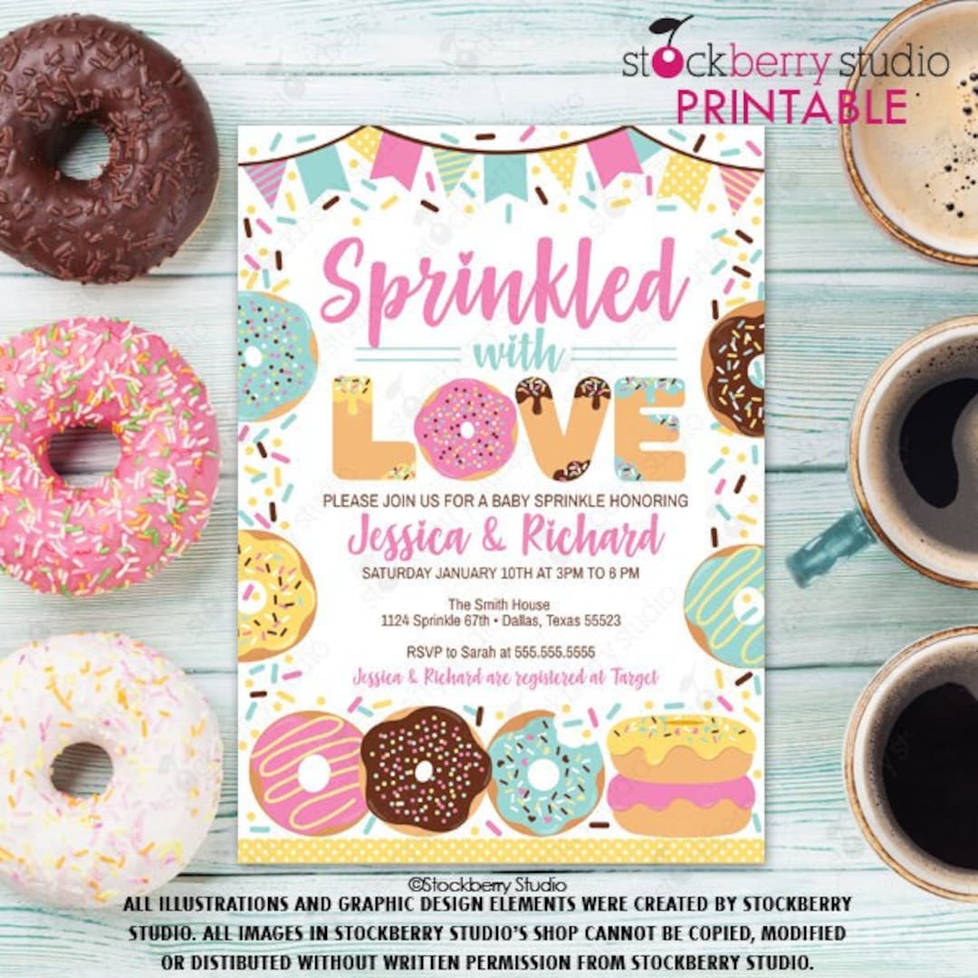 Donut Baby Sprinkle Invitation Printable Editable Sprinkled - Etsy