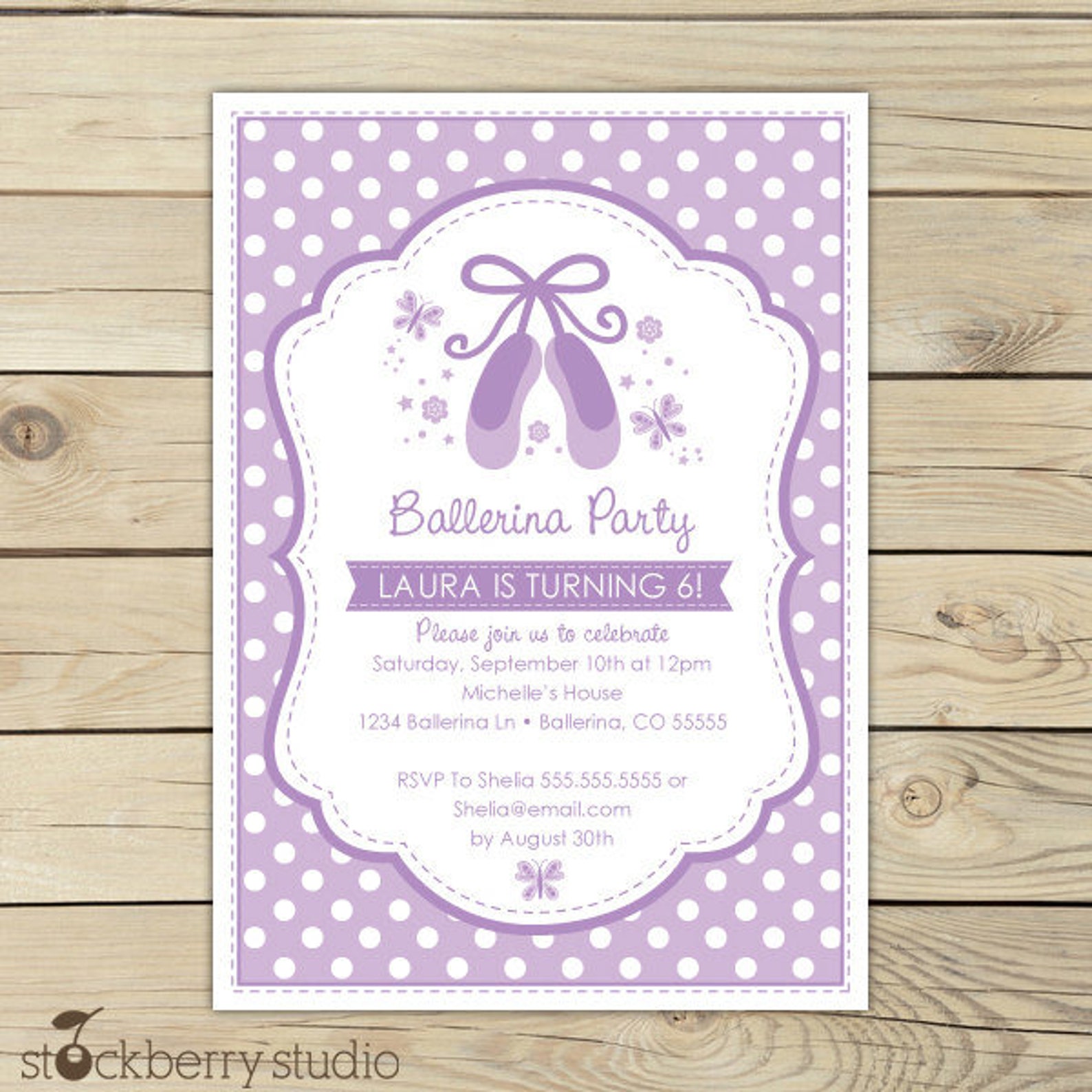 ballerina birthday invitation - pink birthday invitation - ballerina invitation - girl ballerina invites - ballet invitation - d