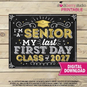 First Day of Senior Year Sign First Day of 12th Grade Sign Class of 2026 Sign Printable Back to School Senior Sign Instant Download