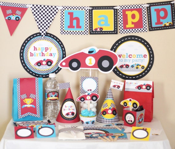 Race Car Birthday Party Decorations - Race Car Birthday Party Printables - Race Car Birthday Party Favors - Race Car Birthday Banner Il_570xn