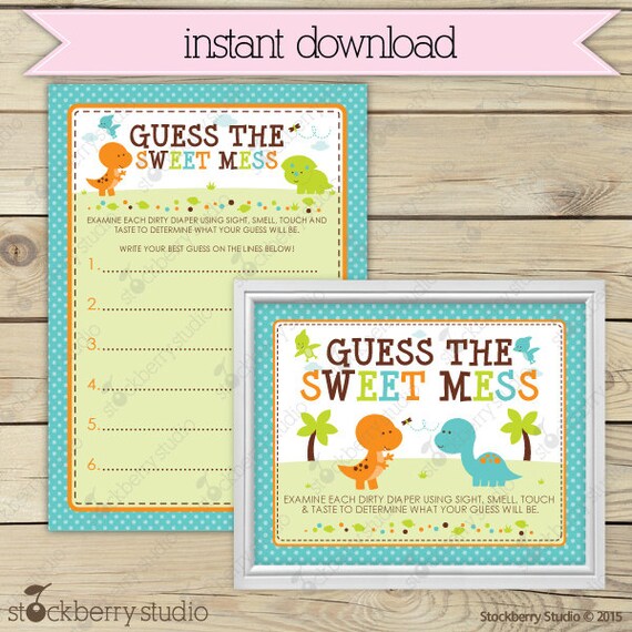 Dinosaur Baby Shower Guess The Sweet Mess Game - Boy Baby Shower Games Printable - Instant Download - Diaper Candy Bar Game Activities Il_570xn