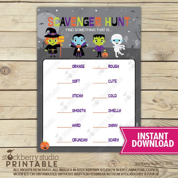 Scavenger Hunt Party Game - Halloween Games - Halloween Party Games - Instant Download - Halloween Activities - Halloween Printable Il_570xn
