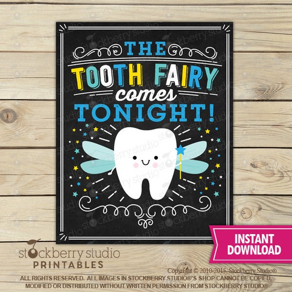 Tooth Fairy Sign - The Tooth Fairy Comes Tonight - Tooth Fairy - Instant Download - Tooth Fairy Printable - 1st Tooth - Milestone Sign Il_570xn