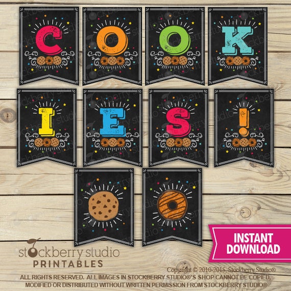 Cookie Booth Banner Printable - Cookie Booth Decorations - Cookies Sold Here - Cookie Banner - Cookie Booth Sign - Instant Download Il_570xn