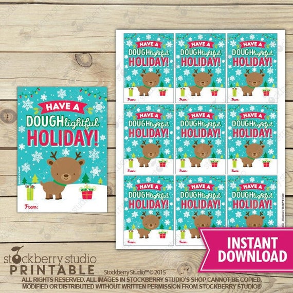 Play Dough Christmas Printable Have a Doughlightful Holiday Christmas Tag Printable Play Dough Christmas Card Instant Download Il_570xn