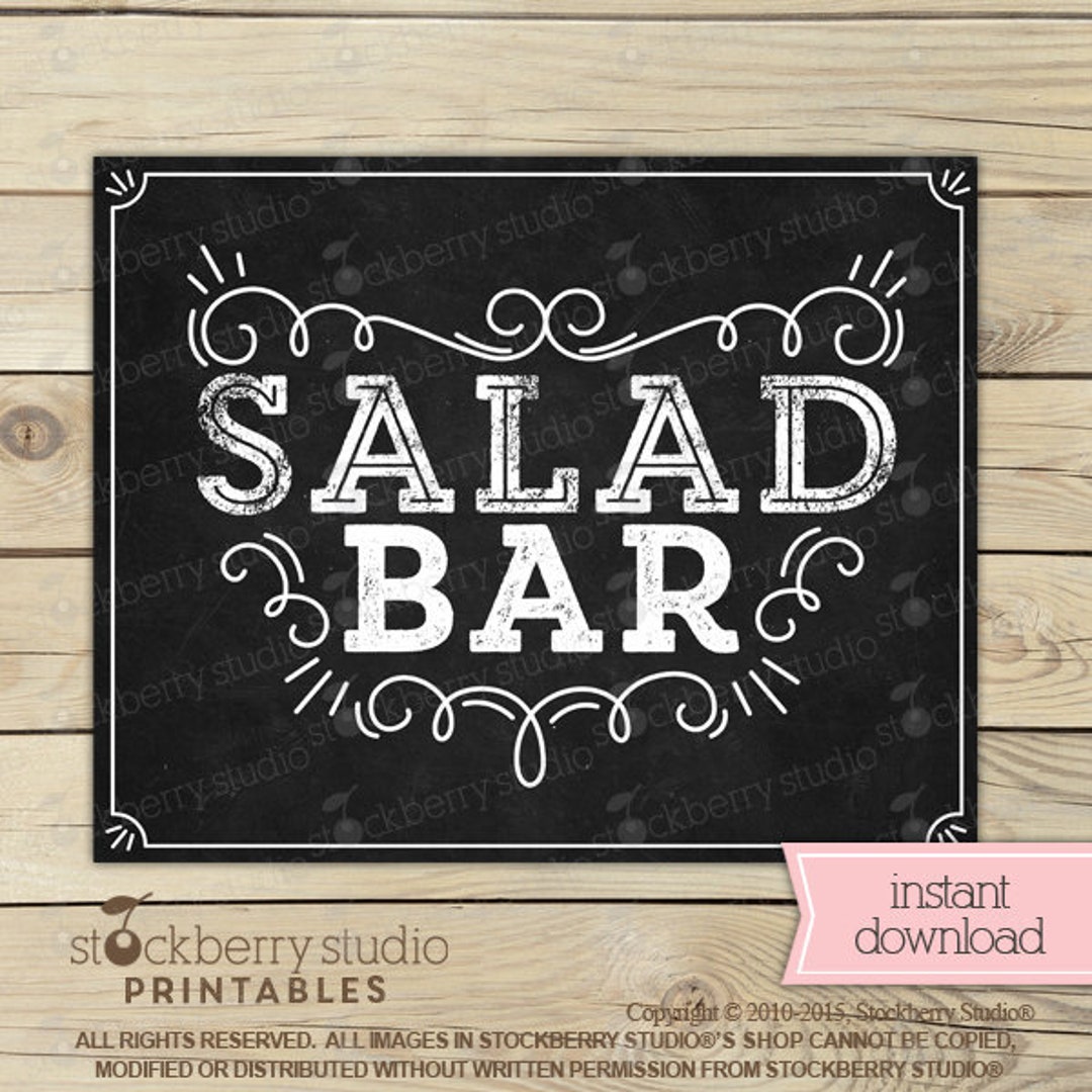 Salad Bar Sign Printable Salad Sign Instant Download Salad Bar Wedding