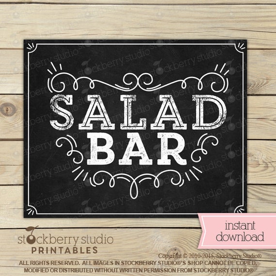 Salad Bar Sign Printable - Salad Sign - Instant Download - Salad Bar Wedding Sign - Salad Table Sign - Salad Station - Bridal Shower Il_570xn