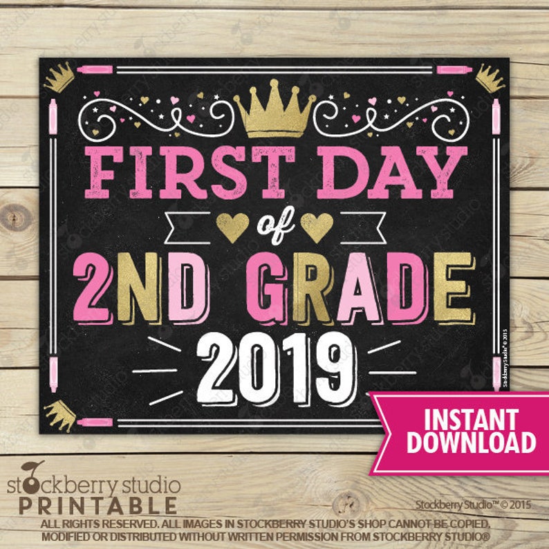 Girl First Day of 2nd Grade Sign Princess First Day of | Etsy Girl First Day of 2nd Grade Sign Princess First Day of | Etsy