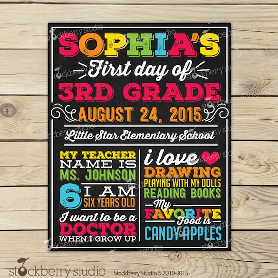 First Day of School Chalkboard Sign Printable 1st Day of School Sign Back to School First Day of School Sign 1st 2nd 3rd Grade Photo Props Il_570xn