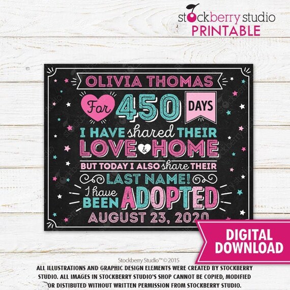 Foster Care Adoption Announcement Sign Printable Adopted Girl Adoption Announcement Adoption Day Sign Digital Download Il_570xn