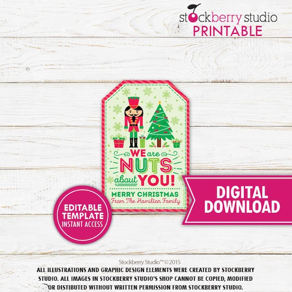 Printable Nuts Christmas Tag