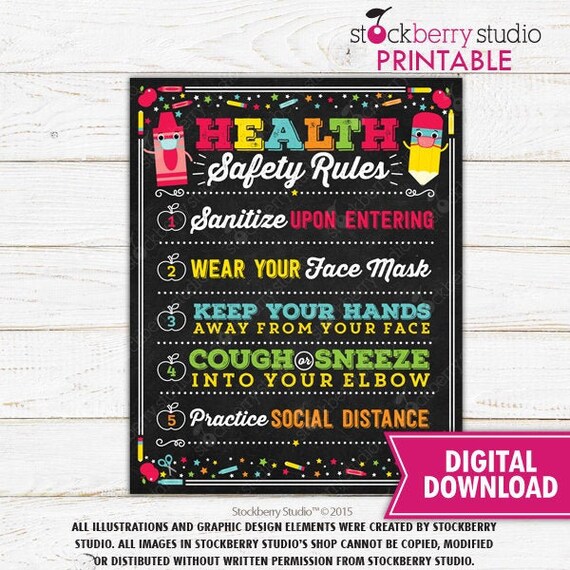 School Health Safety Rules Classroom Poster School Nurse Clinc Etsy