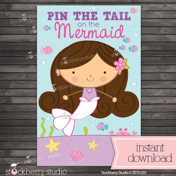 Pin the Tail on the Mermaid Printable - Party Games - Mermaid Birthday - Instant Download - Mermaid Party Decor - Birthday Games - Girl Il_570xn