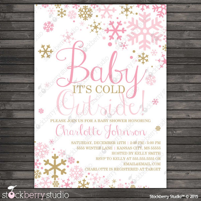 Girl Baby Its Cold Outside Baby Shower Invitation Printable Etsy