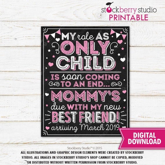 Big Sister Pregnancy Announcement Sign Only Child Expiring Sign Pregnancy Reveal Big Sister Sign Printable Big Sister Baby Announcement Il_570xn