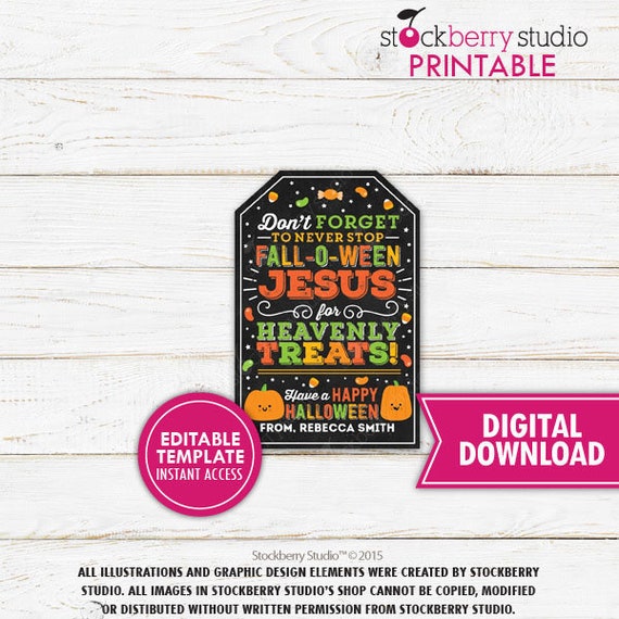 Religious Halloween Tag Fall O Ween Jesus Tag Christian Halloween Favor Tag Halloween Religious Gift Tags Printable Digital Download Il_570xn