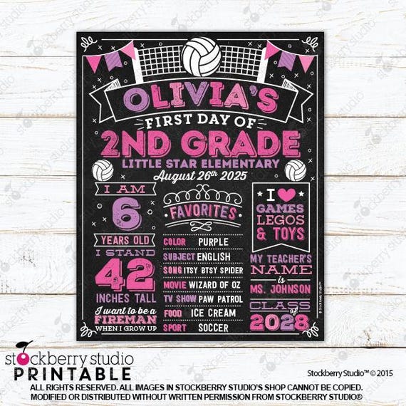 Girl First Day of School Sign Printable 1st Day of School Sign Back to School Sign First Day of School Chalkboard for Girls Kindergarten