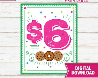 Cookie Booth Pricing Sign Price Sign Cookie Booth Sales Poster Cookie Booth Sign Scout Printable Bake Sale Fundraiser Sign Instant Download