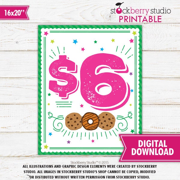 Cookie Booth Pricing Sign Price Sign Cookie Booth Sales Poster Cookie Booth Sign Scout Printable Bake Sale Fundraiser Sign Instant Download