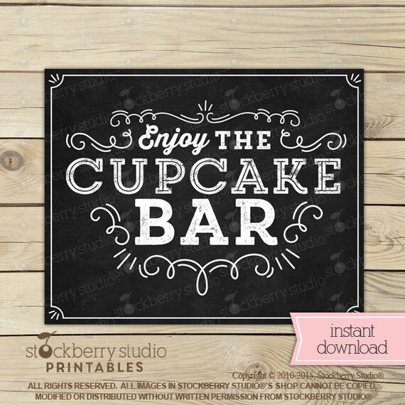 Cupcake Sign Printable - Cupcake Bar Sign - Instant Download - Cupcake Wedding Sign - Cupcake Table Sign - Graduation Cupcake Station Il_570xn