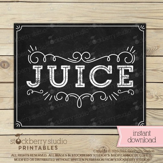 Juice Bar Sign - Juice Sign Printable - Instant Download - Drink Station Sign - Beverage sign - Drink Sign - Birthday Party - Graduation Il_570xn