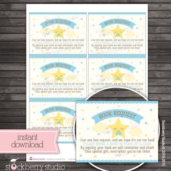 Twinkle Twinkle Little Star Baby Shower Book Request Card Printable - Instant Download - Please Bring a Book Instead - Boy Baby Shower Games Il_570xn