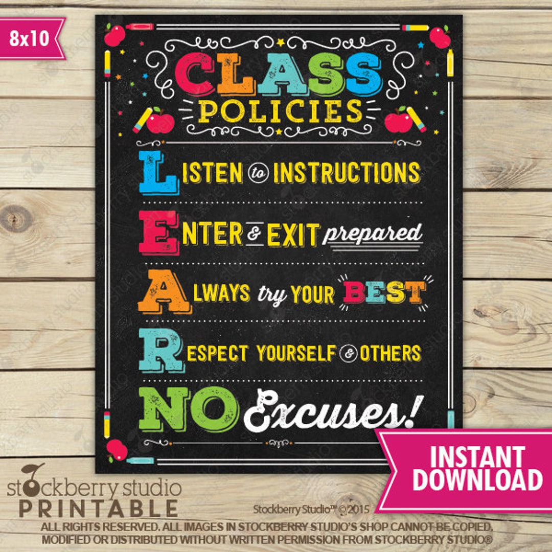 Classroom Rules Poster Classroom Decor Classroom Policies - Etsy