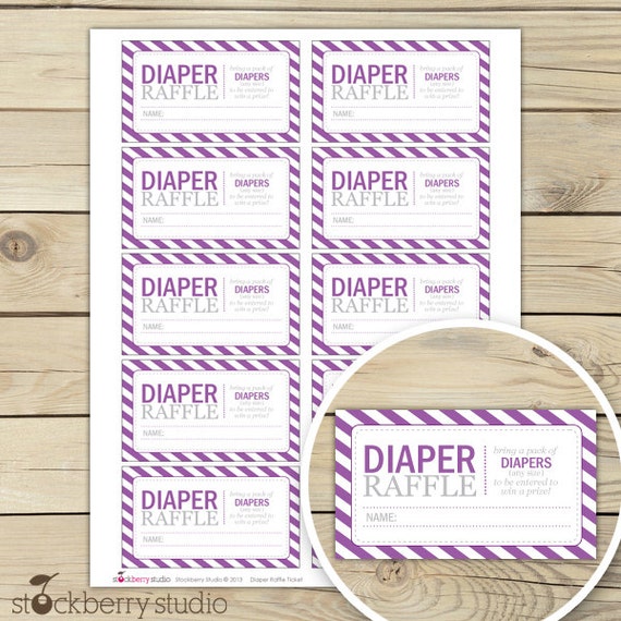 Purple Baby Shower Diaper Raffle Tickets - Girl Baby Shower Baby Shower Games Printable - Instant Download - Baby Shower Diaper Raffle Cards Il_570xn