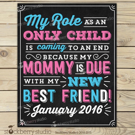 My Role as an Only Child is Coming to an End Pregnancy Announcement Chalkboard Sign Printable - Pregnancy Reveal Sign - We're Expecting Il_570xn