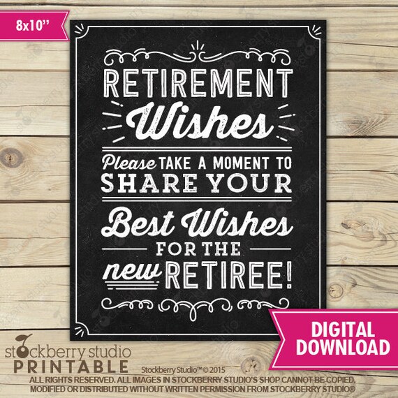 Retirement Wishes Sign - Retirement Party Decorations - Retirement Party Sign Printable - Retirement Party Ideas Celebrate the New Retiree Il_570xn