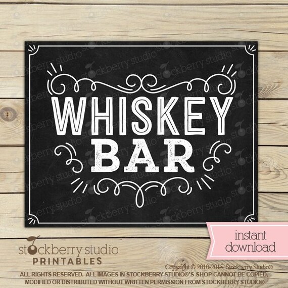 Whiskey Bar Sign Printable - Whiskey Birthday Sign - Whiskey Sign - Instant Download - Whiskey Bar Decor - Liquor Sign - Whiskey Gift Il_570xn