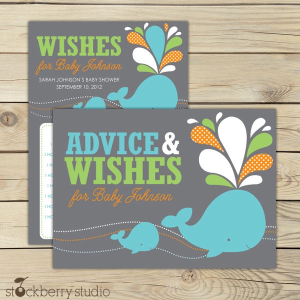 Whale Baby Shower Wishes for Baby Boy Printable Well Wishes | Etsy