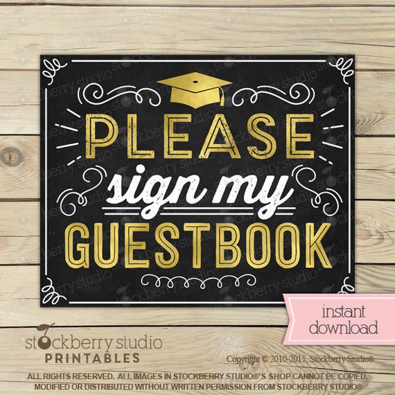Graduation Guestbook Sign - Please Sign My Guestbook Sign - Graduation Party - Instant Download - Graduation Party Printables - Guest Book Il_570xn