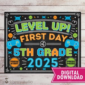 Video Game First Day of 5th Grade Sign Gamer First Day of Fifth Grade Boy 1st Day of School First Day of School Printable Instant Download